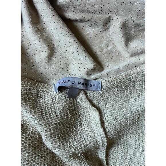 Tempo Paris Womens Lagenlook Boho Faux Suede Knit Draped Jacket Size Large - Picture 10 of 10